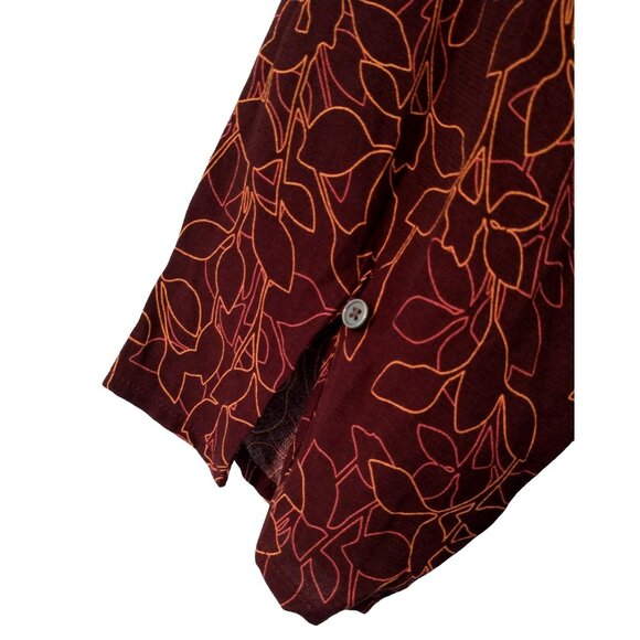 Eddie Bauer Maxi Dress Leaf Print V-Neck 3/4 Sleeves Button Bodice - XXL Tall - Picture 7 of 10